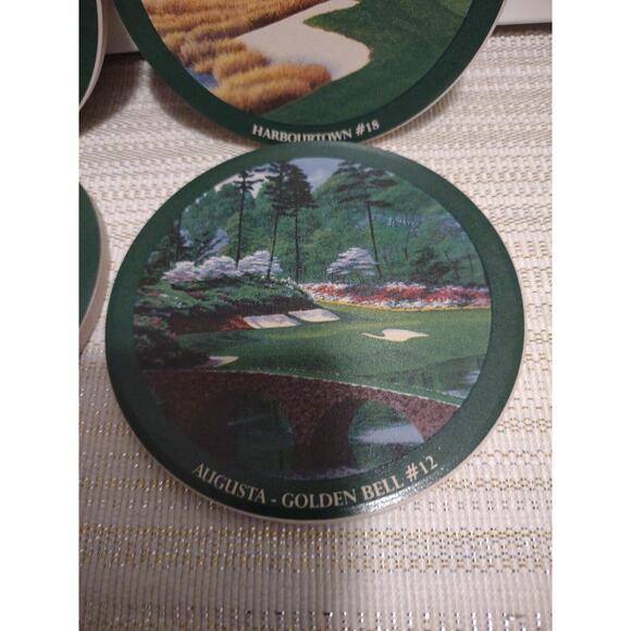 Famous Golf Hole Course Ceramic Coasters Absorbs Liquid Sandstone Set of 4 - Picture 7 of 8